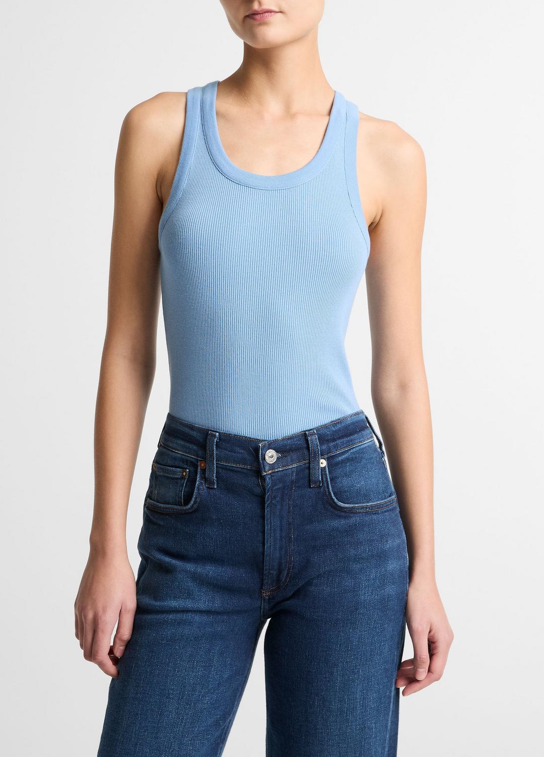 Ribbed Scoop-Neck Tank in Tank Tops | Vince US