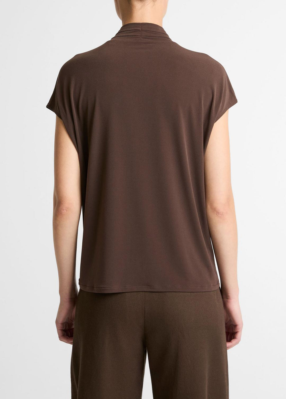 Twist-Neck Matte Jersey Cap-Sleeve Top  in Short Sleeve | Vince Online