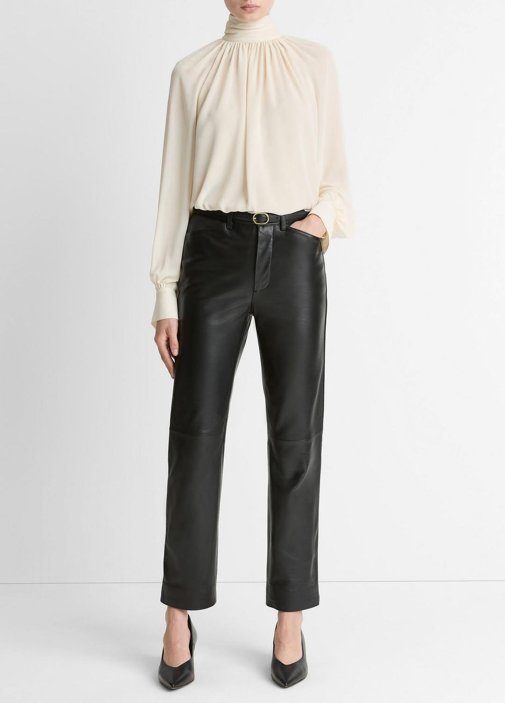 Leather Straight-Leg Trouser in Trousers | Vince for sale