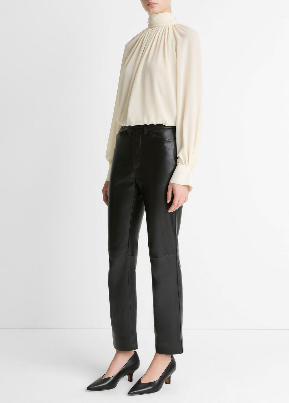 Leather Straight-Leg Trouser in Trousers | Vince for sale