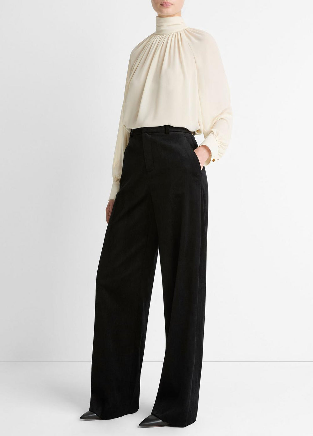 Italian Velvet High-Waist Wide-Leg Trouser in Wide Leg | Vince US