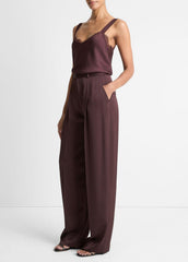 Satin Pleated Wide-Leg Trouser in Trousers | Vince US