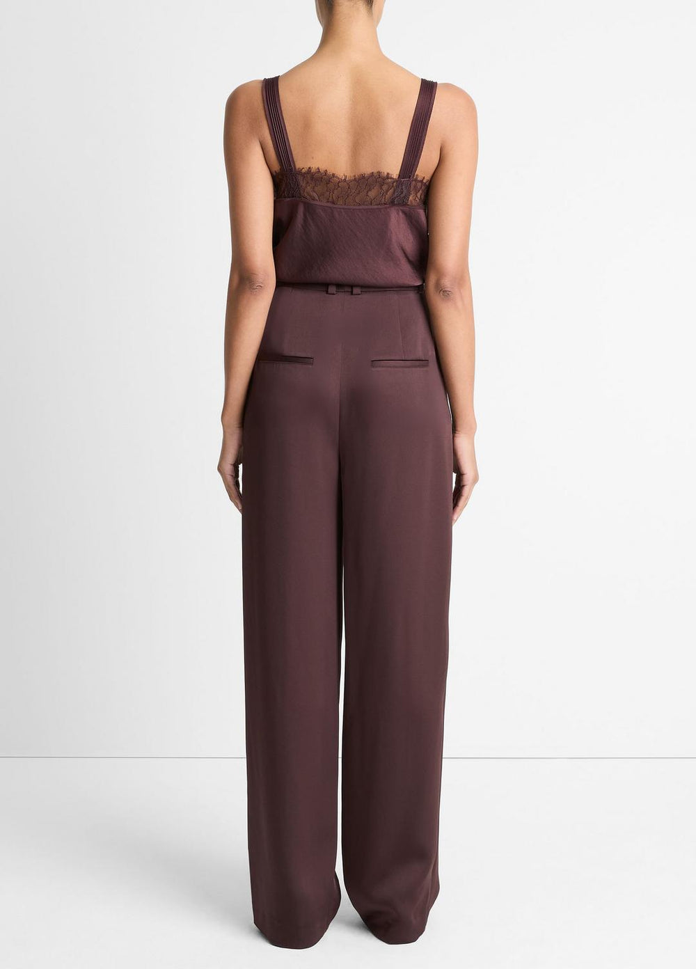 Satin Pleated Wide-Leg Trouser in Trousers | Vince US
