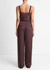 Satin Pleated Wide-Leg Trouser in Trousers | Vince US