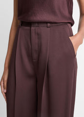 Satin Pleated Wide-Leg Trouser in Trousers | Vince US