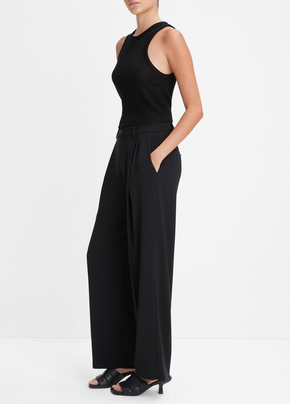 Drop-Waist Pleated Crepe Trouser in Trousers | Vince sale