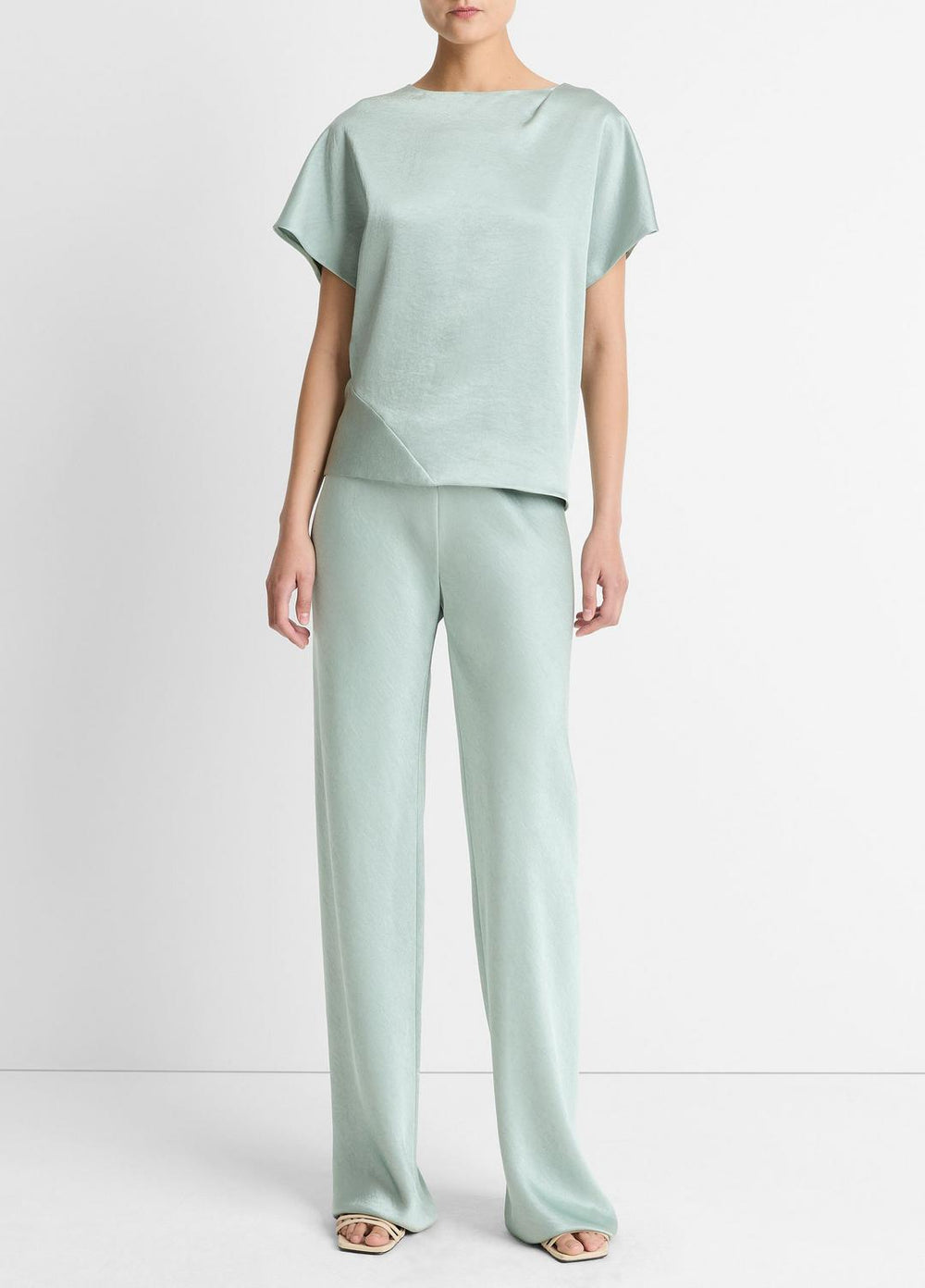 Colette High-Rise Fluid Satin Bias Pant in Trousers | Vince Online