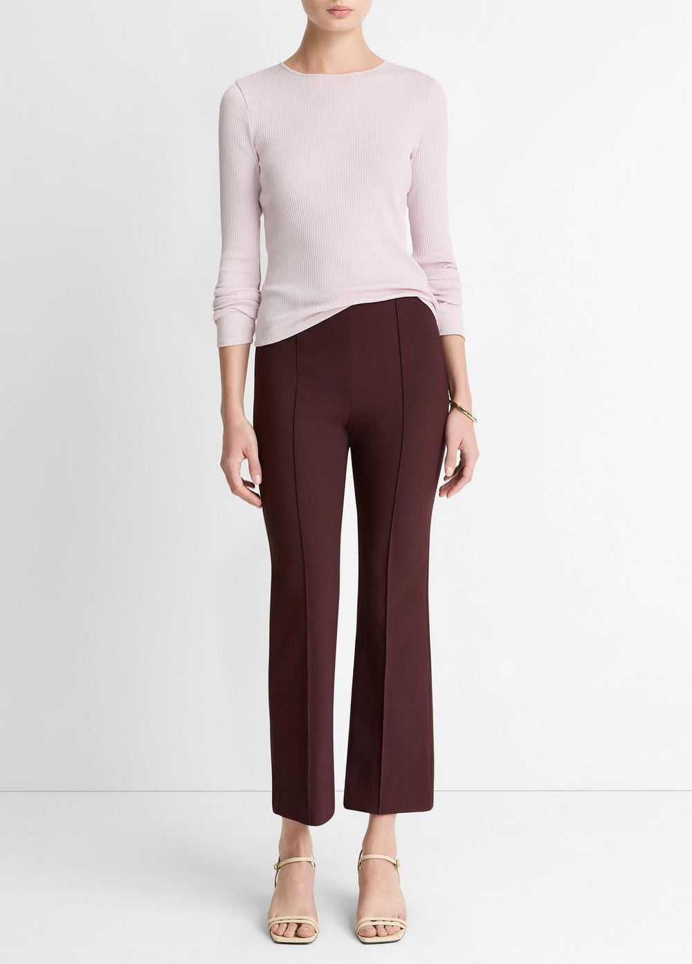 Niki Mid-Rise Pintuck Crop Flare Pant in Trousers | Vince near me