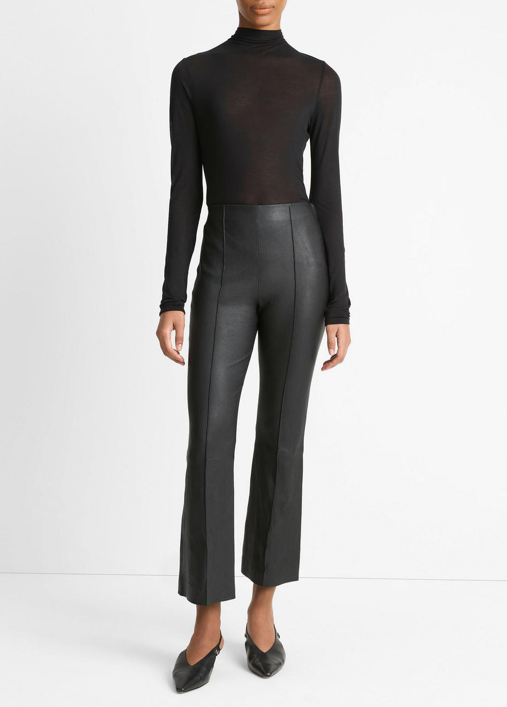 Stretch-Leather Crop Flare Pant in Trousers | Vince for sale