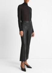 Stretch-Leather Crop Flare Pant in Trousers | Vince for sale
