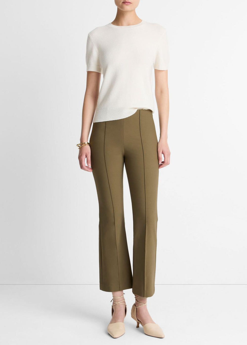 Niki Mid-Rise Pintuck Crop Flare Pant in Trousers | Vince sale