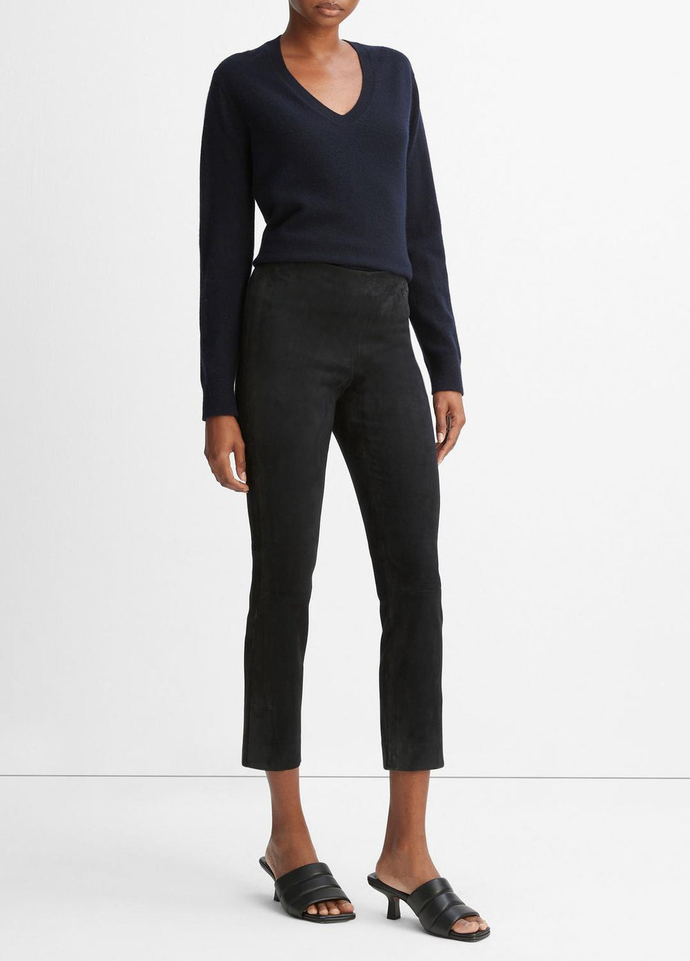 Stretch Suede Split Hem Crop Legging in Leggings | Vince for sale