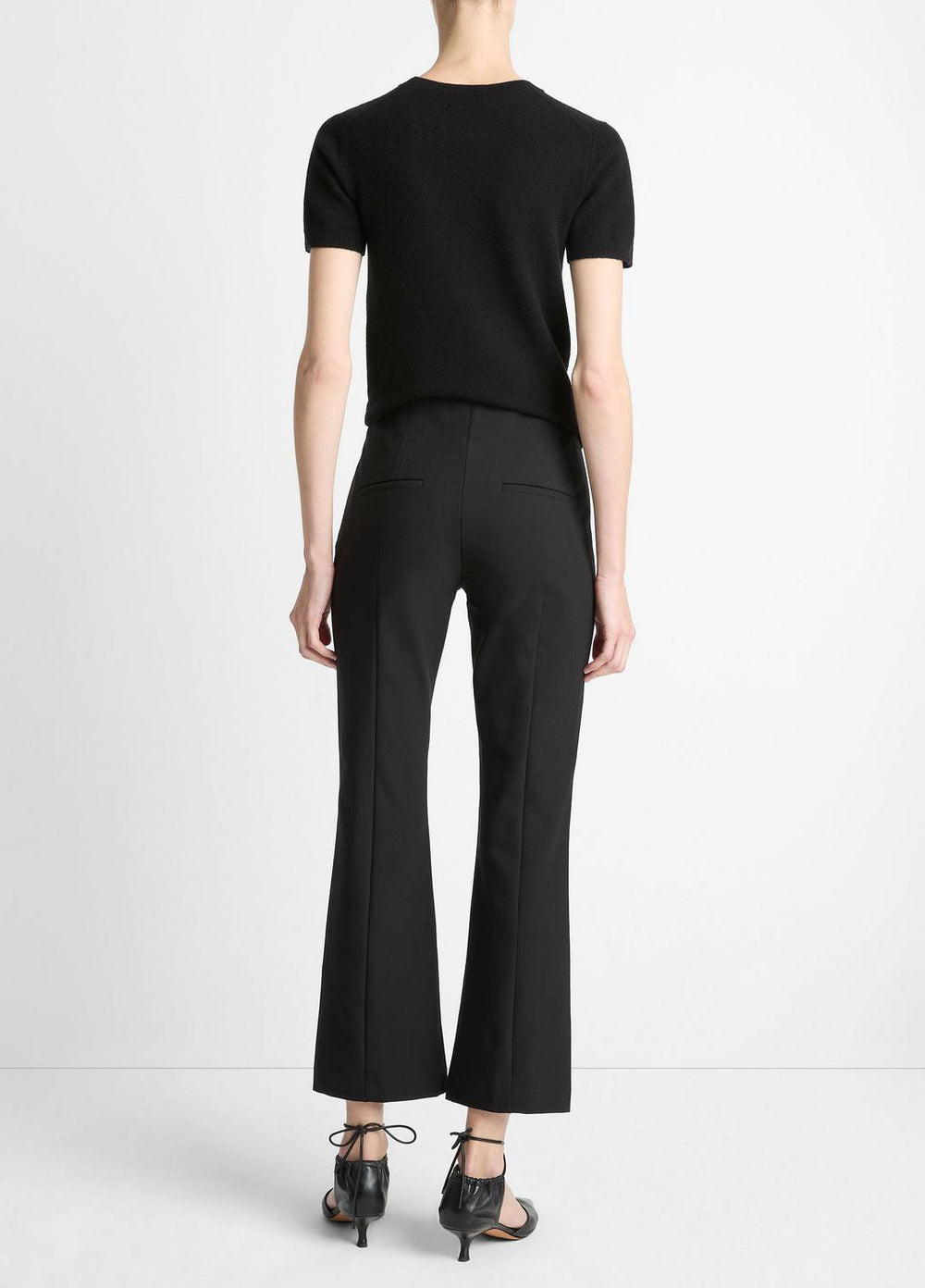 Niki Mid-Rise Pintuck Crop Flare Pant in Trousers | Vince US