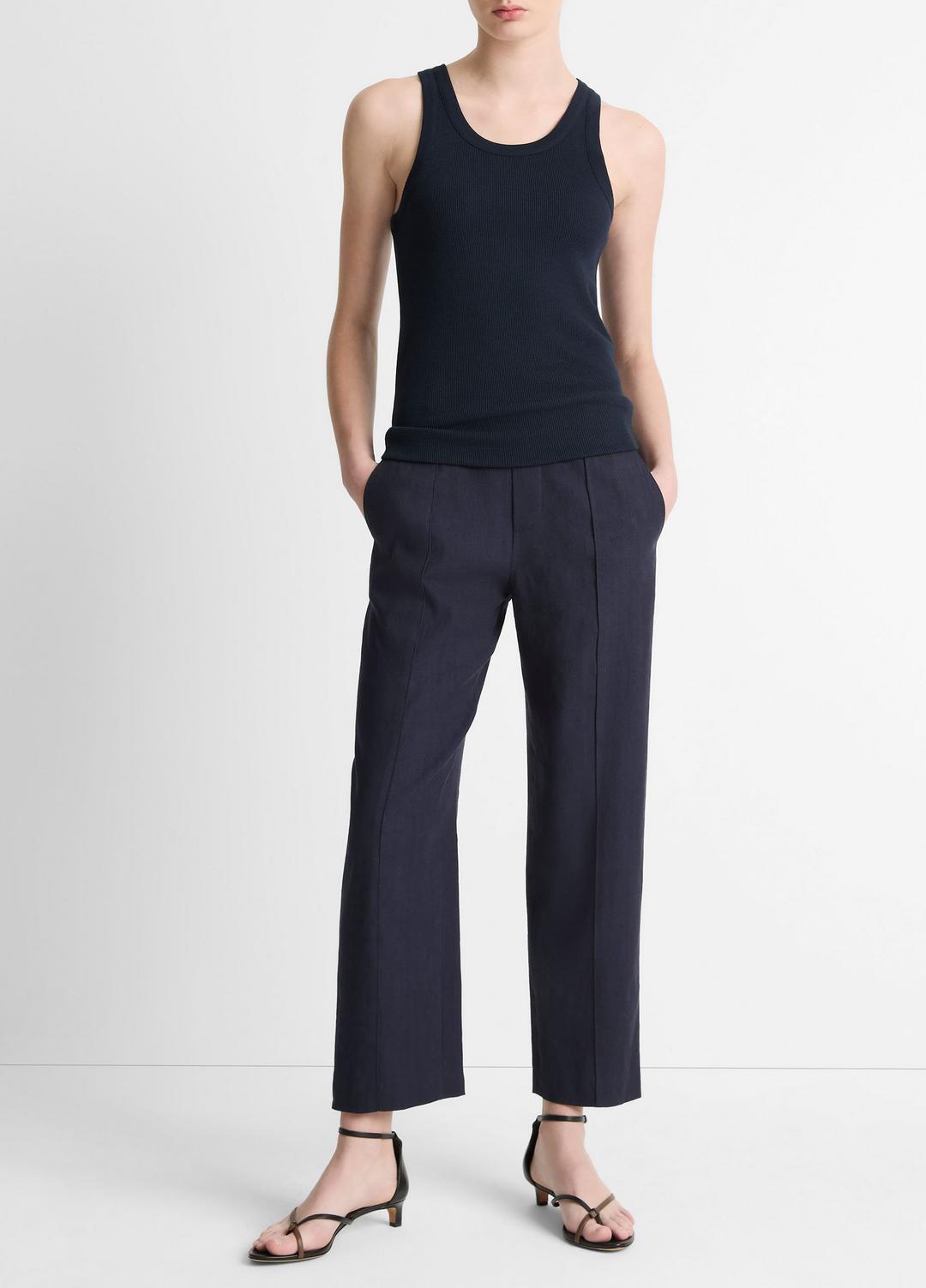 Grace Mid-Rise Linen-Blend Pull-On Pant in Trousers | Vince outlet