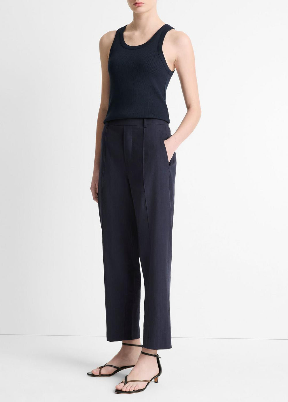 Grace Mid-Rise Linen-Blend Pull-On Pant in Trousers | Vince outlet