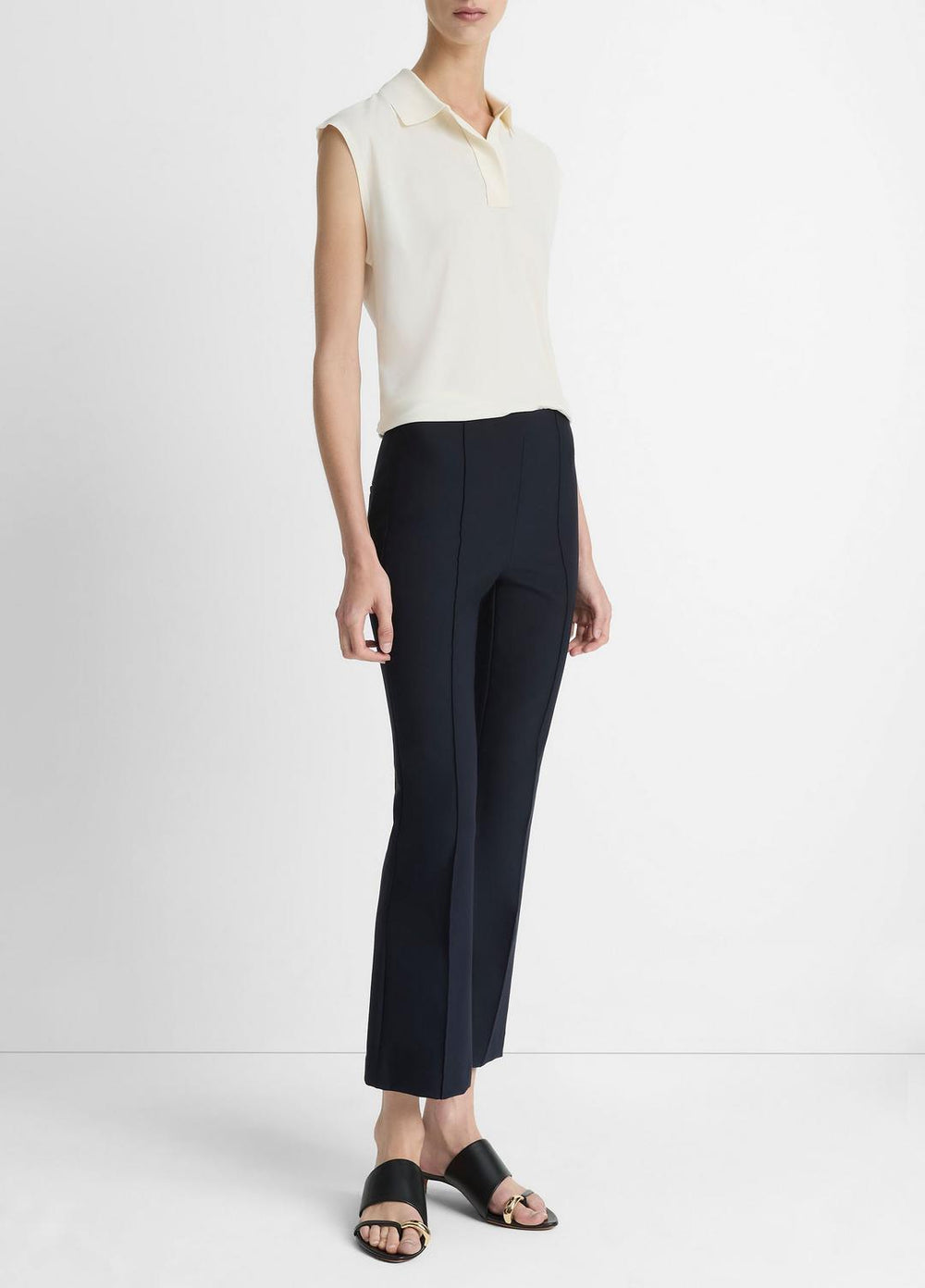 Niki Mid-Rise Pintuck Crop Flare Pant in Pants | Vince Online