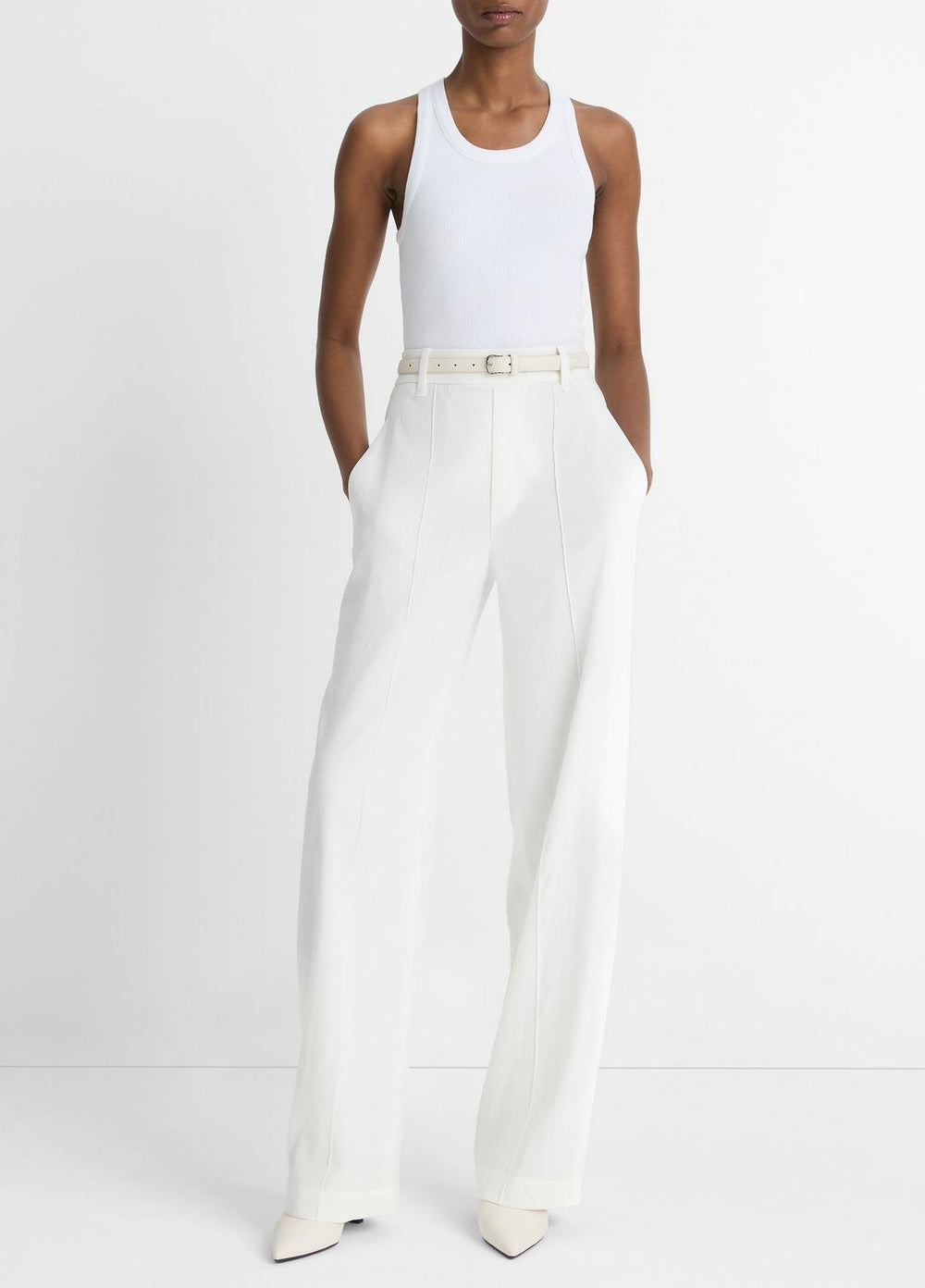 Linen-Blend High-Rise Pull-On Pant in Trousers | Vince near me