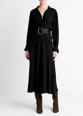 Crepe Collar-Stand Shirt Dress in Dresses | Vince on sale