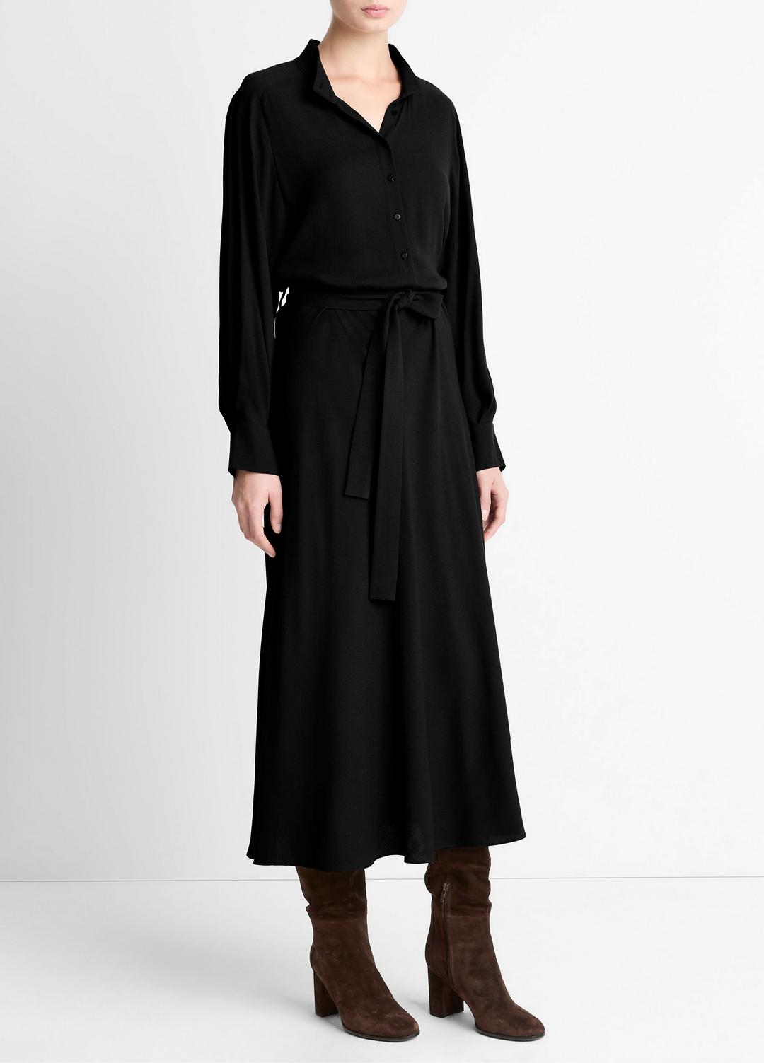Crepe Collar-Stand Shirt Dress in Dresses | Vince on sale