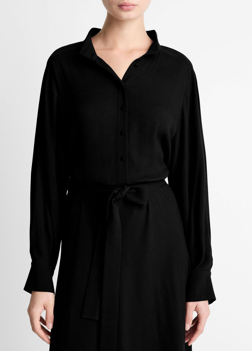 Crepe Collar-Stand Shirt Dress in Dresses | Vince on sale