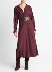 Crepe Collar-Stand Shirt Dress in Dresses | Vince US