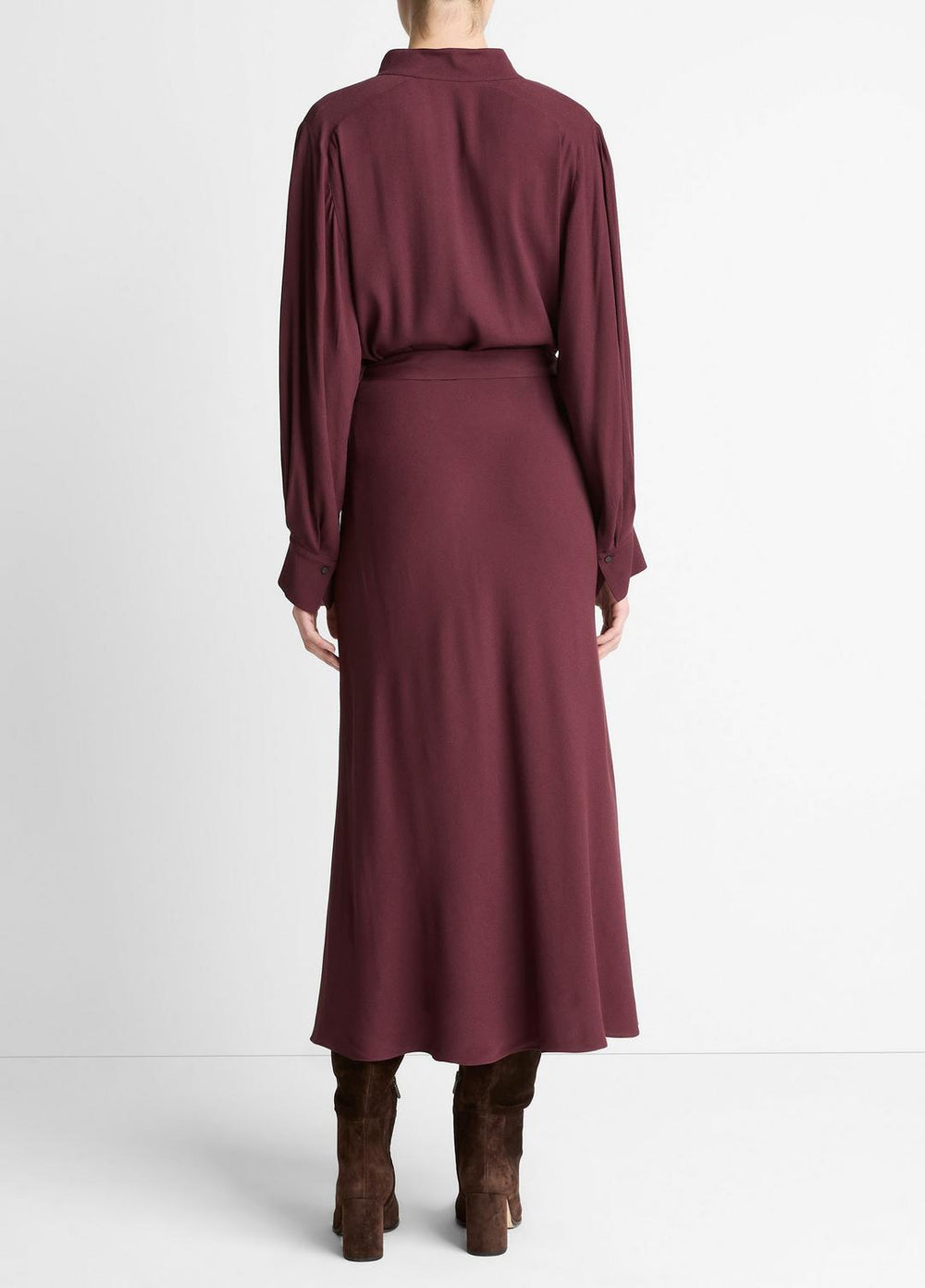 Crepe Collar-Stand Shirt Dress in Dresses | Vince US