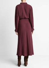 Crepe Collar-Stand Shirt Dress in Dresses | Vince US