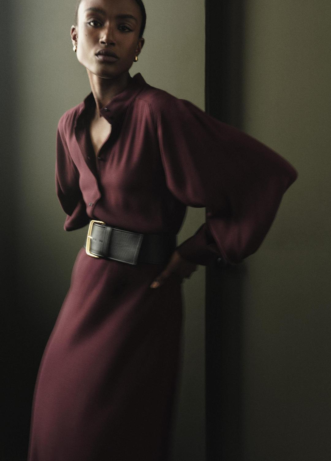 Crepe Collar-Stand Shirt Dress in Dresses | Vince US
