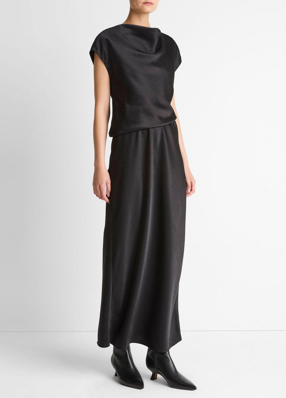Draped Satin Cowl-Neck Dress in Dresses | Vince discount