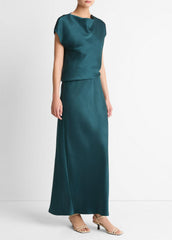 Draped Satin Cowl-Neck Dress in Dresses | Vince near me