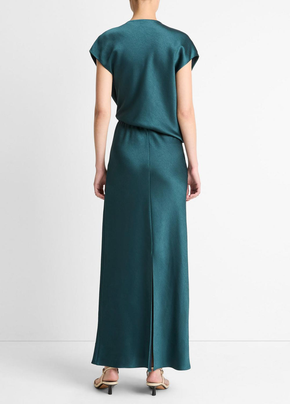 Draped Satin Cowl-Neck Dress in Dresses | Vince near me