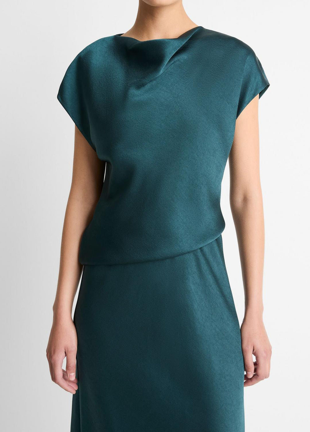 Draped Satin Cowl-Neck Dress in Dresses | Vince near me