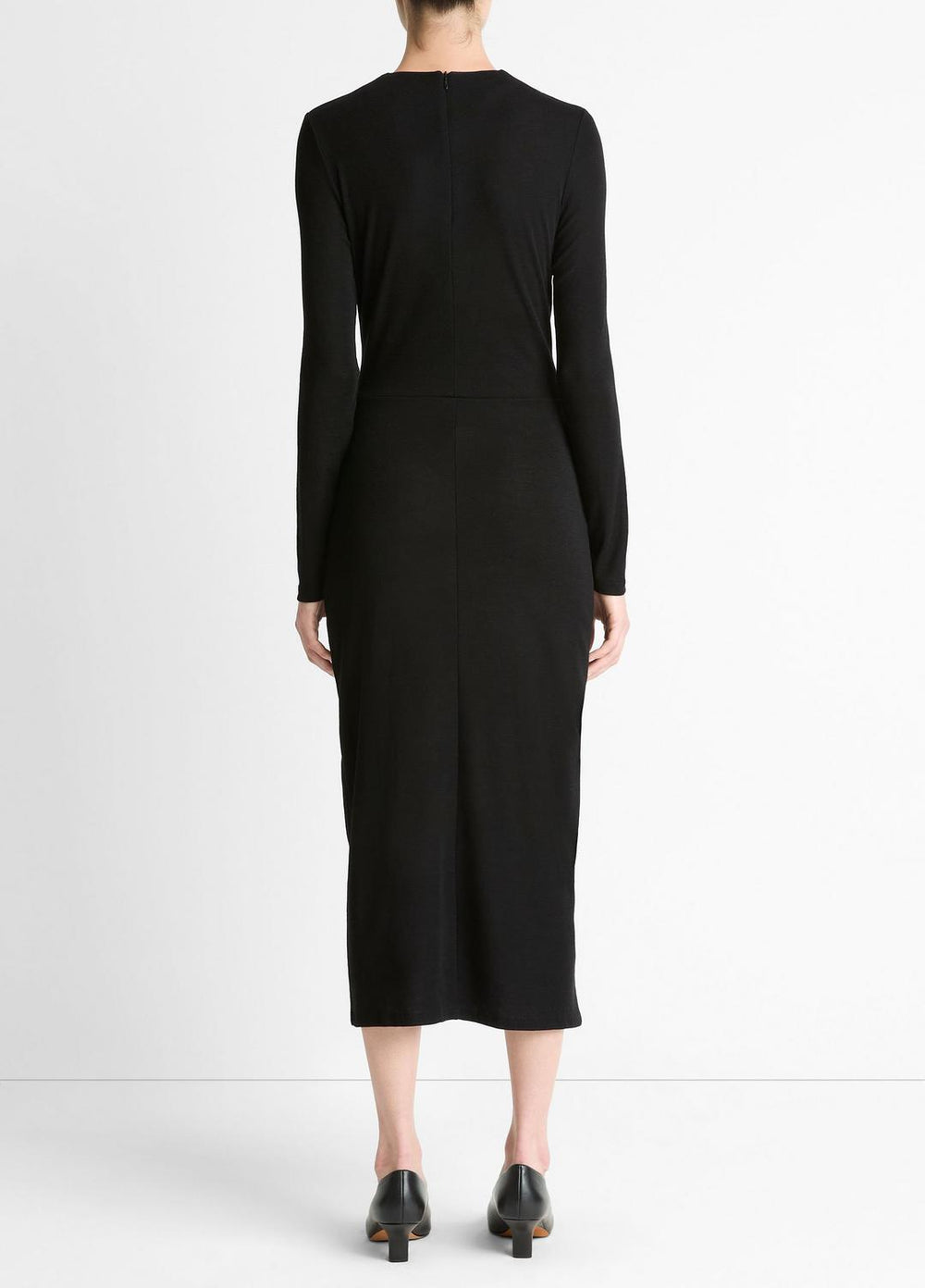 Cinched-Waist Wool-Blend Long-Sleeve Dress in Dresses | Vince outlet