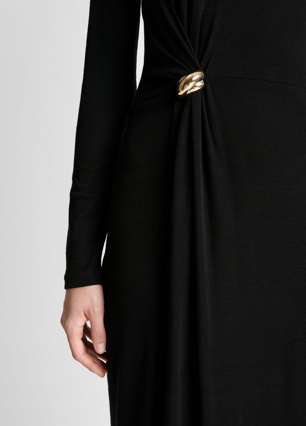 Cinched-Waist Wool-Blend Long-Sleeve Dress in Dresses | Vince outlet