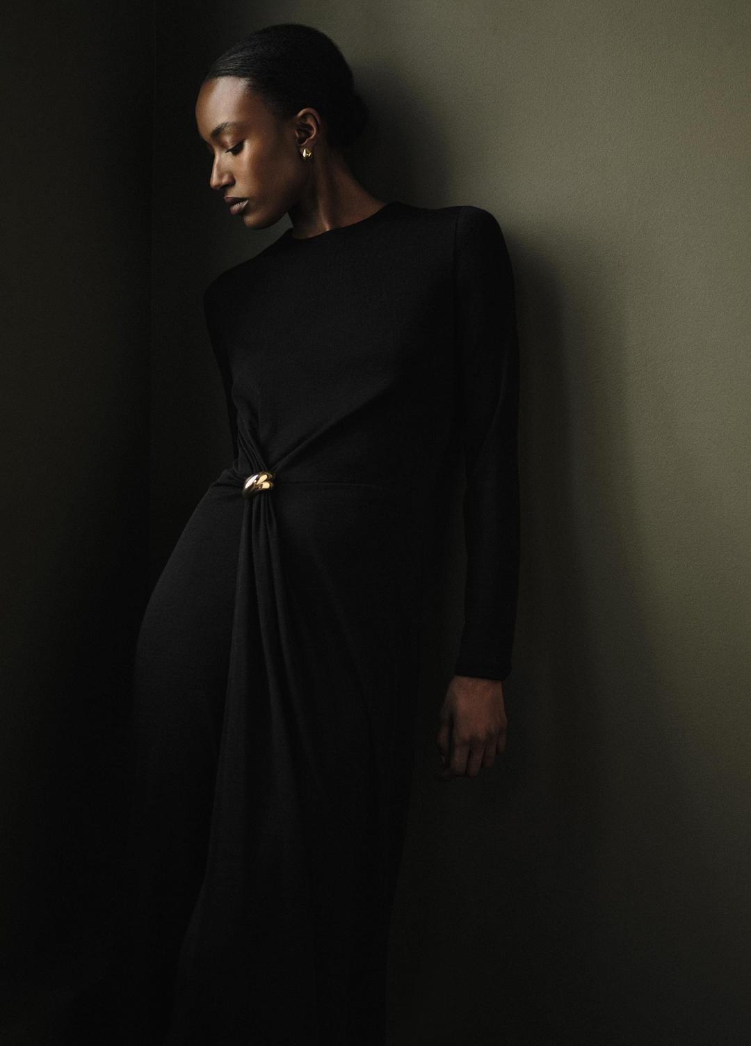 Cinched-Waist Wool-Blend Long-Sleeve Dress in Dresses | Vince outlet
