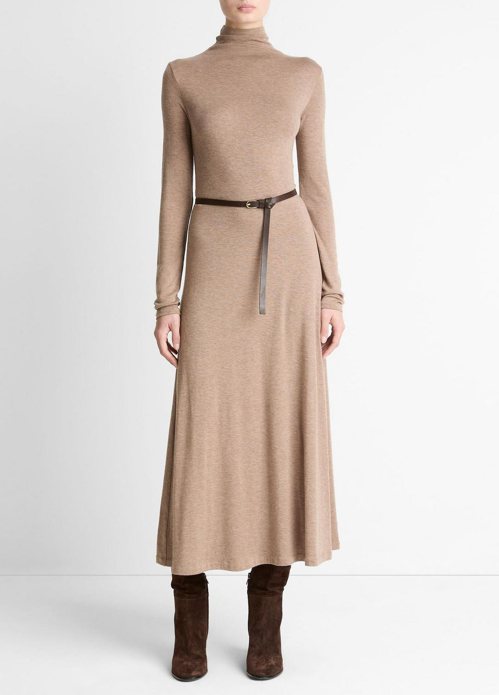 Cozy Jersey Funnel-Neck Long-Sleeve Dress in Dresses | Vince on sale