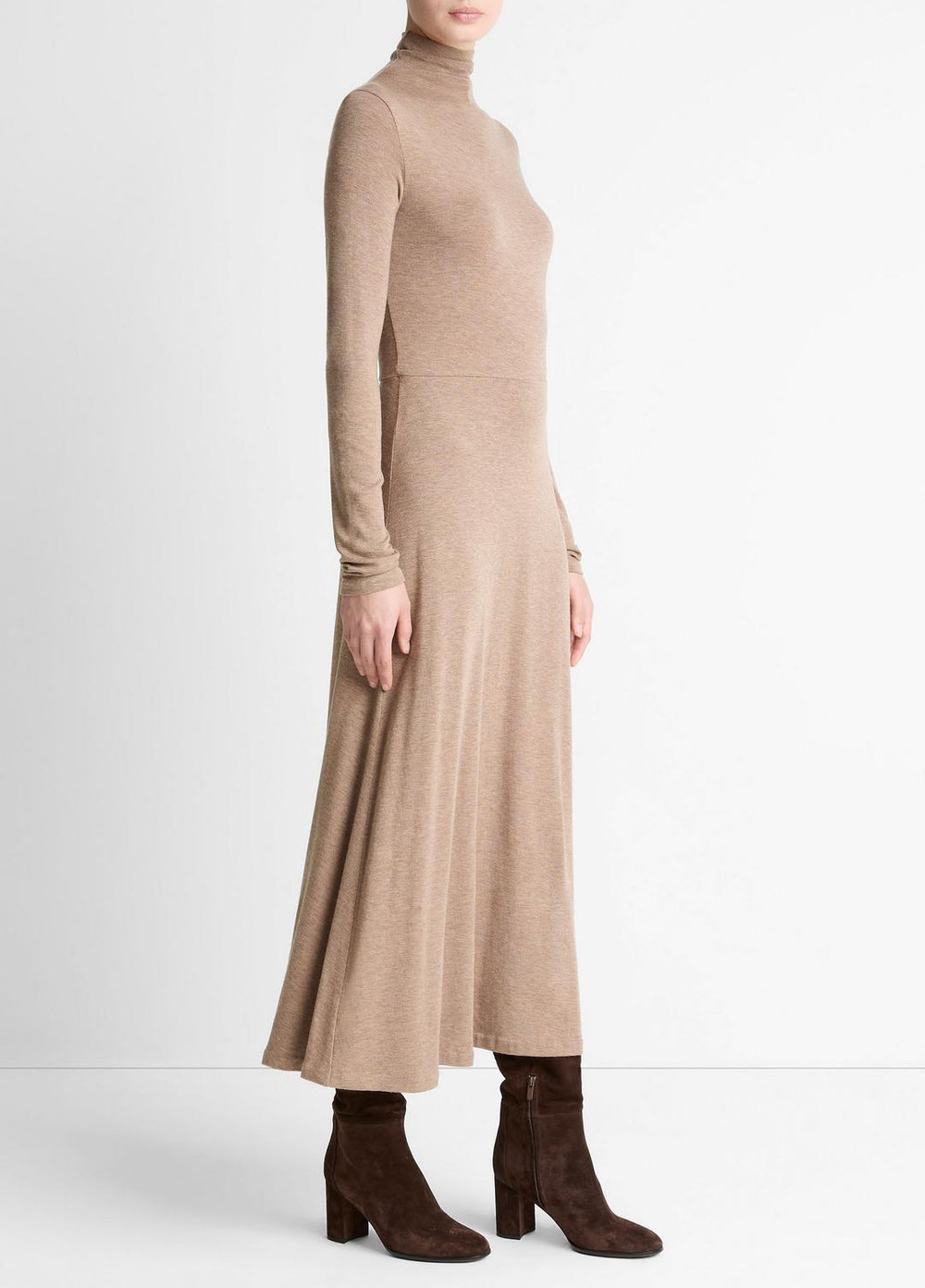 Cozy Jersey Funnel-Neck Long-Sleeve Dress in Dresses | Vince on sale