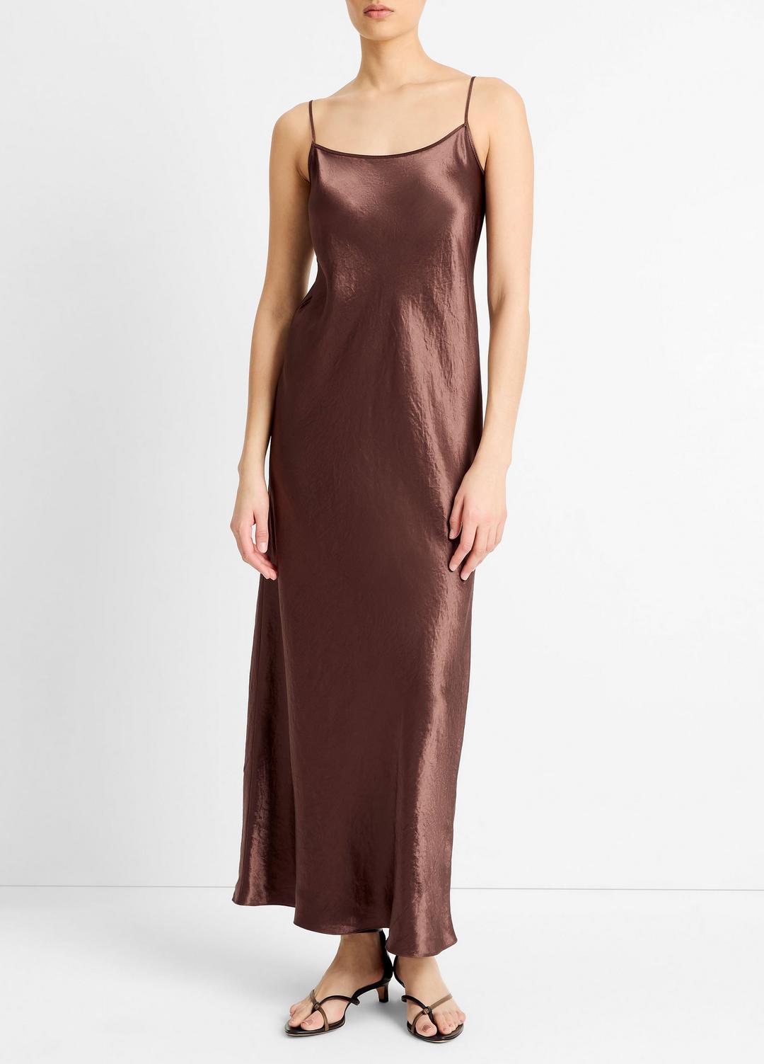 Satin Bias Maxi Slip Dress in Dresses | Vince US