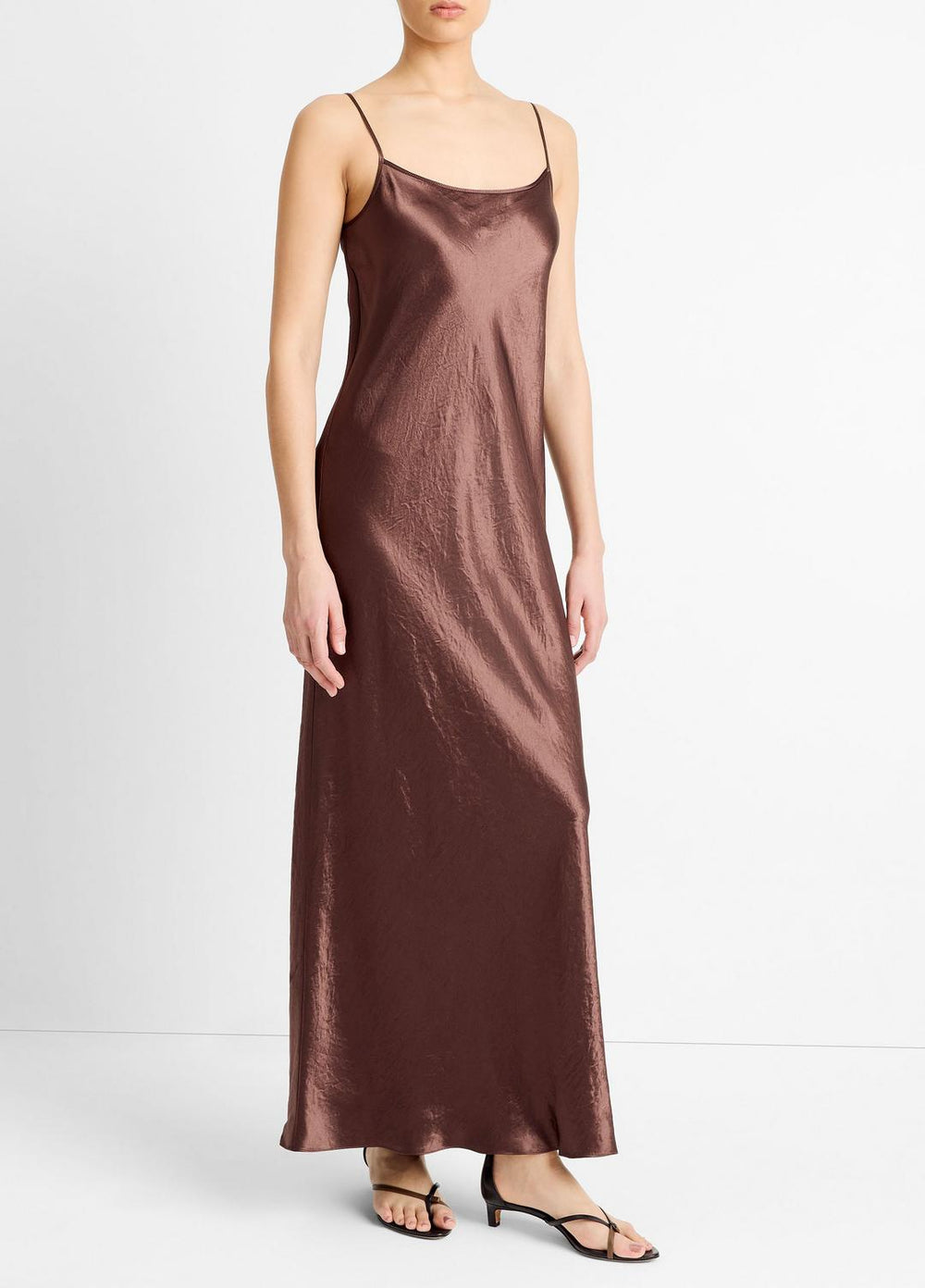 Satin Bias Maxi Slip Dress in Dresses | Vince US