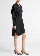 Matte Satin Band-Collar Dress in Dresses | Vince Online