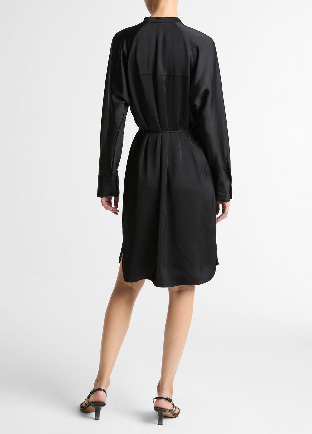 Matte Satin Band-Collar Dress in Dresses | Vince Online