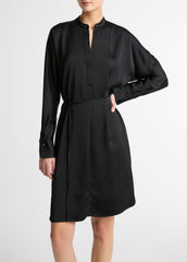 Matte Satin Band-Collar Dress in Dresses | Vince Online