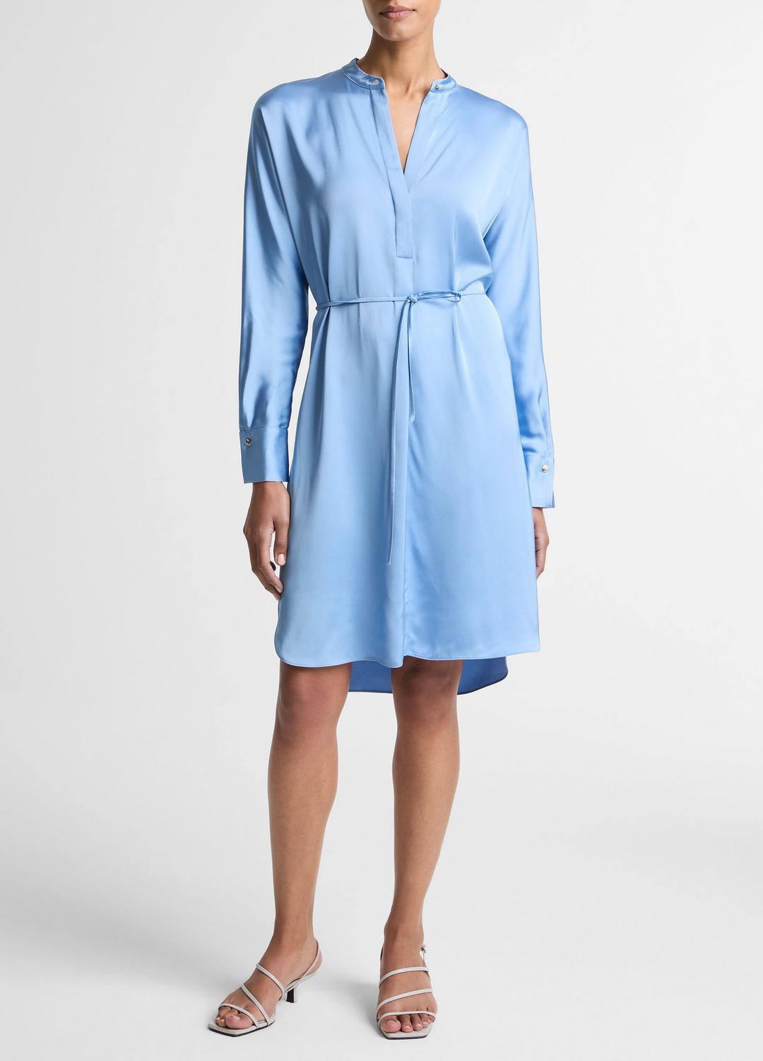 Matte Satin Band-Collar Dress in Dresses | Vince discount