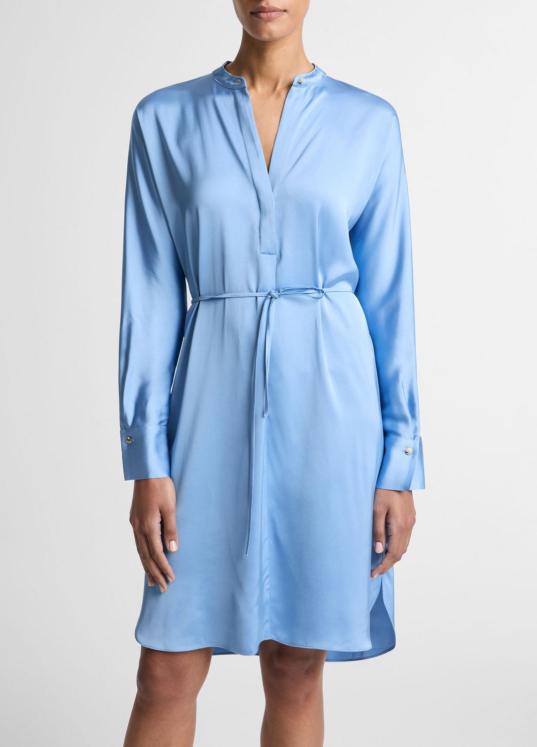 Matte Satin Band-Collar Dress in Dresses | Vince discount