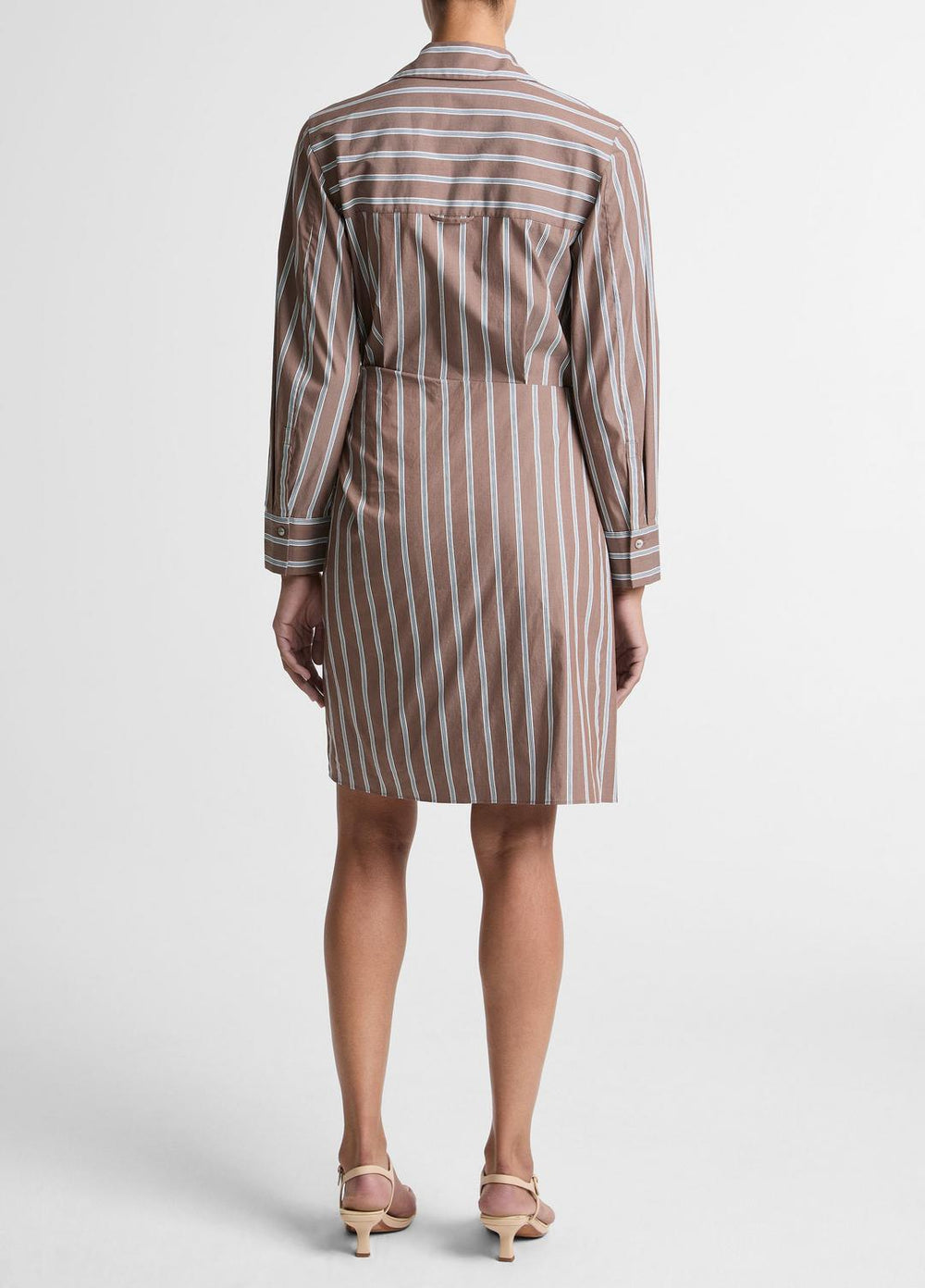 Striped Cotton-Blend Wrap Dress in Dresses | Vince near me