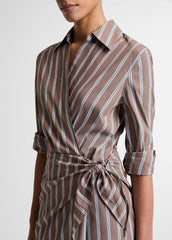 Striped Cotton-Blend Wrap Dress in Dresses | Vince near me