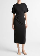 Ruched-Side Matte Jersey Short-Sleeve Dress in Dresses | Vince outlet