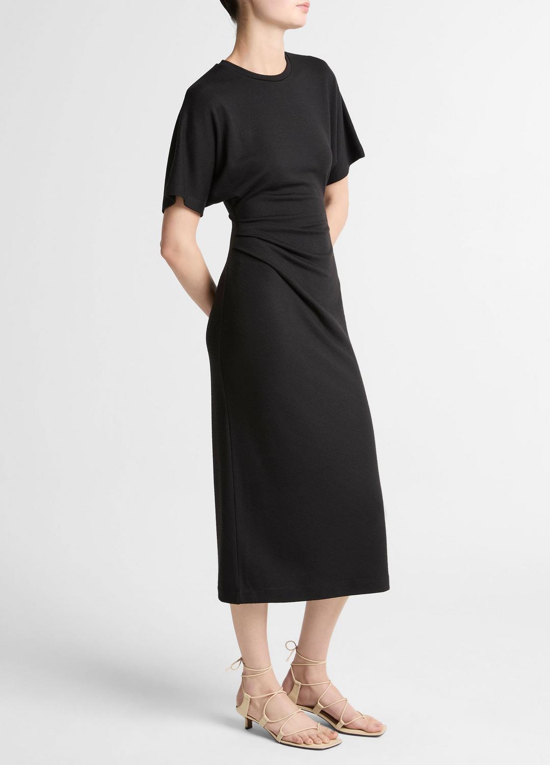 Ruched-Side Matte Jersey Short-Sleeve Dress in Dresses | Vince outlet