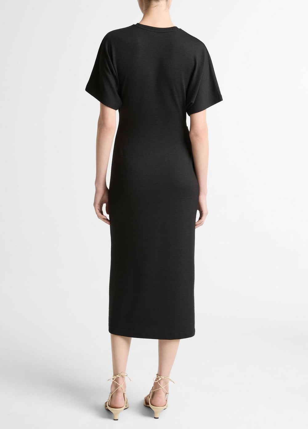 Ruched-Side Matte Jersey Short-Sleeve Dress in Dresses | Vince outlet