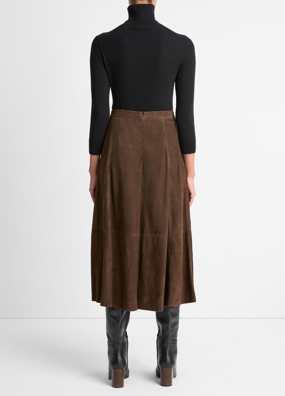 Suede Mid-Rise Flared Skirt in Skirts | Vince US